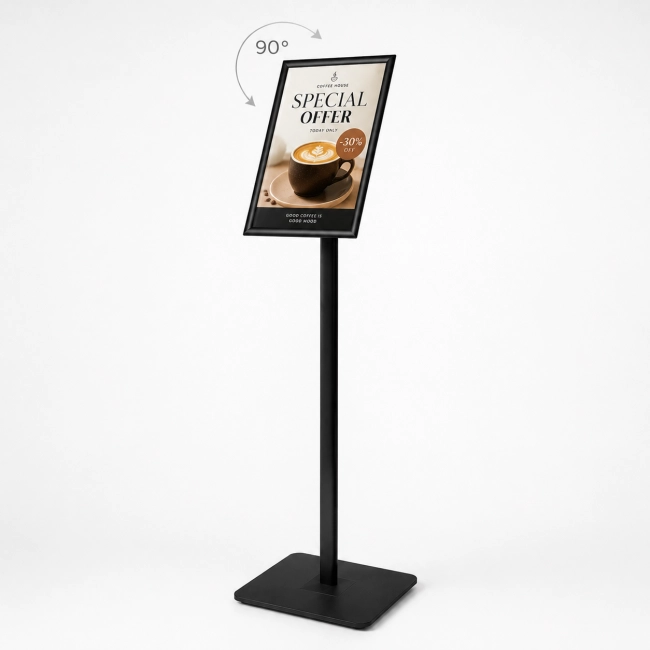 Stojak informacyjny A4 Premium czarny OWZ – stabilny